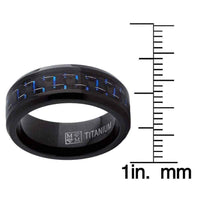 Titanium rings -Oliveti Black Men's Black and Blue Carbon Fiber Comfort Fit Band (8mm) UK