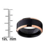 Titanium rings Oliveti Black Titanium and Rose Gold Men's Brushed Comfort Fit Band UK