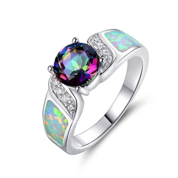White fire opal engagement rings | White Gold Ring UK