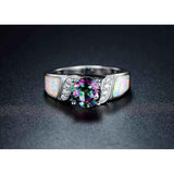 White fire opal engagement rings | White Gold Ring UK
