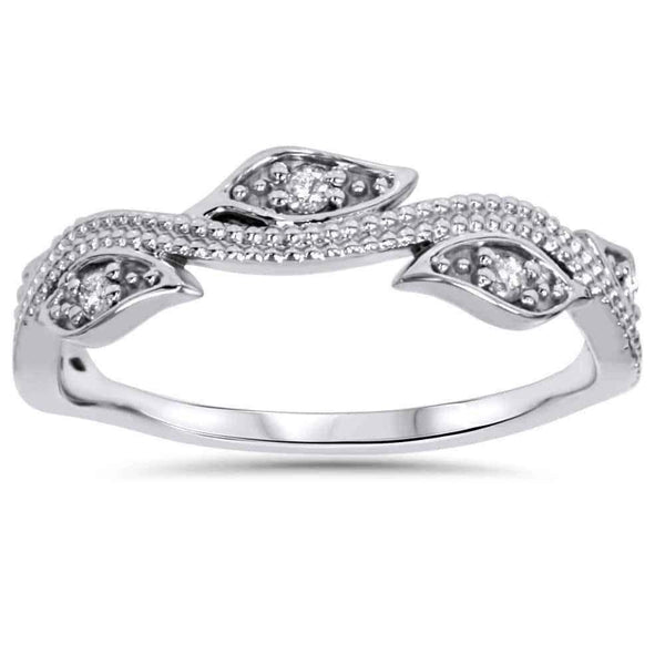 White gold diamond wedding rings | 14k Leaf Vine Ring UK